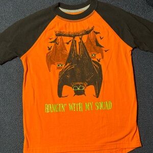 Kids Halloween Bat Graphic Tee - Orange and Black